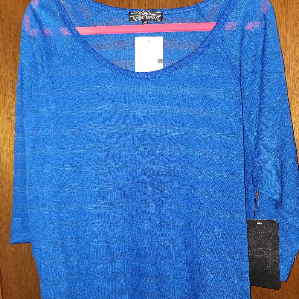 Almost Famous 3x Sheer Shirt Blue Stripe 22 24